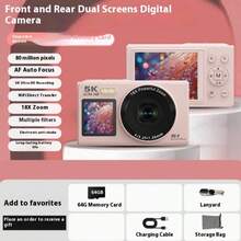 5K 高清视频、80MP 摄像头、自动对焦、16 倍光学变焦、2.8 英寸 IPS 屏幕、可充电电池、兼容网络摄像头(Win7+)、双高清显示屏、充电和录制、定时/连拍、微笑捕捉、美颜、LED 补光灯、18 倍数码变焦、内置 WiFi 传输。适合旅行、度假、礼物 - 彩色 - 查看 15