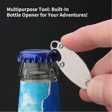 Olive Shape Stainless Steel Folding Knife - Compact Multi-Function EDC Tool With Bottle Opener, Keychain Attachment And Sharp