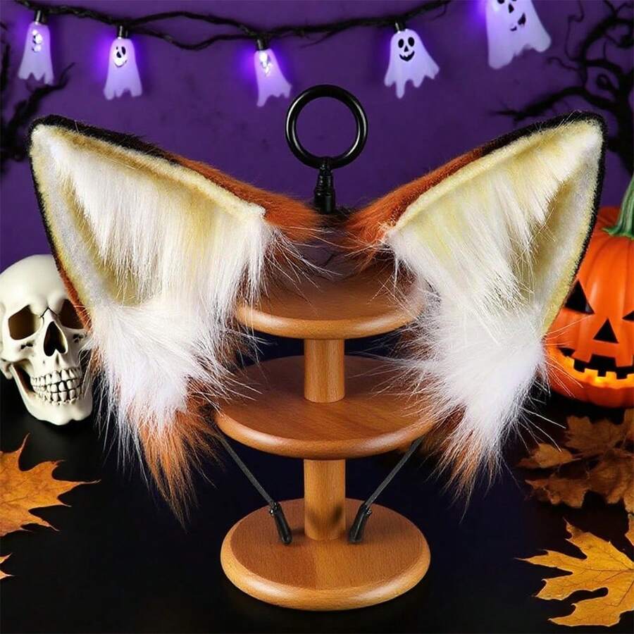 Fox Ears Headband Furry Animal Ears Cosplay Hairhoop Halloween Costume ...
