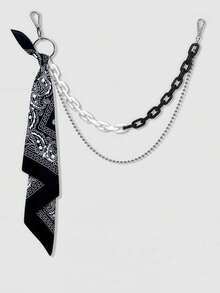 两件套嘻哈配饰：亚克力多层链条 + 方巾，休闲街头嘻哈风格 - 彩色 - 查看 4