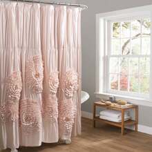LUSH DECOR Serena Shower Curtain Blush 72X72 Halloween-Fall Decor-Room Decor - Blush - View 1