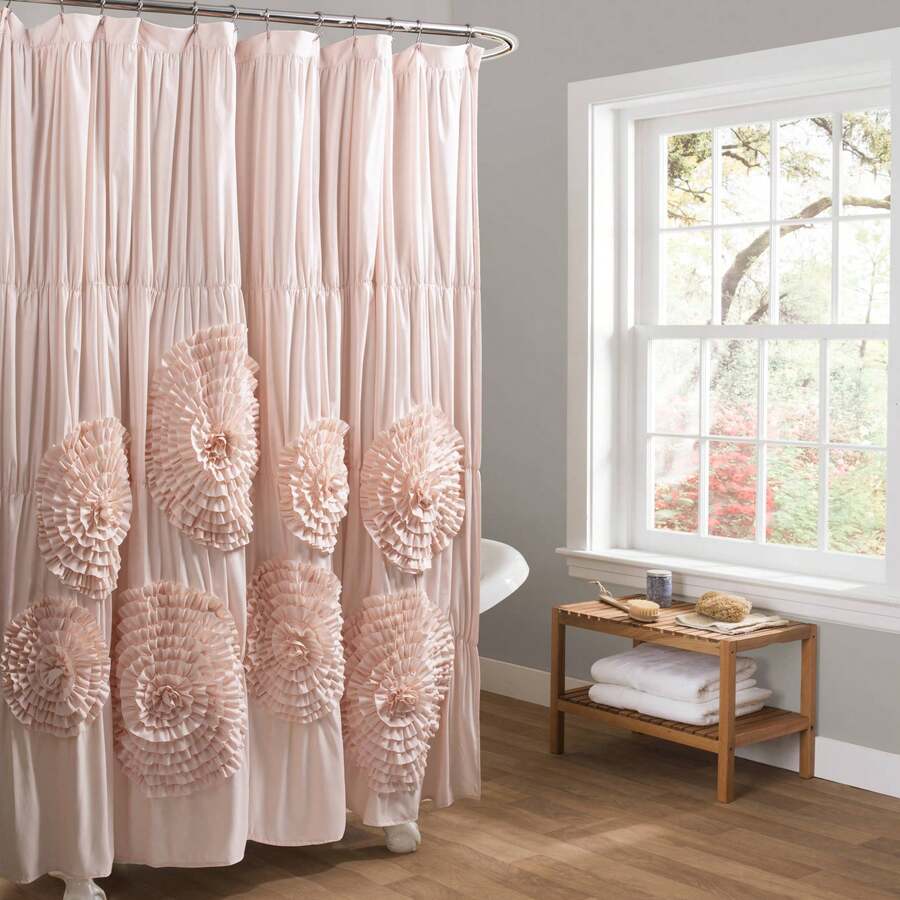 LUSH DECOR Serena Shower Curtain Blush 72X72 Halloween-Fall Decor-Room Decor - Blush - View 1