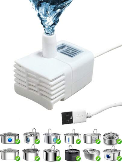 Universal USB Specification Cat Drinking Fountain Pump, Pet Water Fountain Replacement Pump, Indoor Cat Water Fountain Replacement Pump (Bottom Suction), Do Not Use Pump Without Water