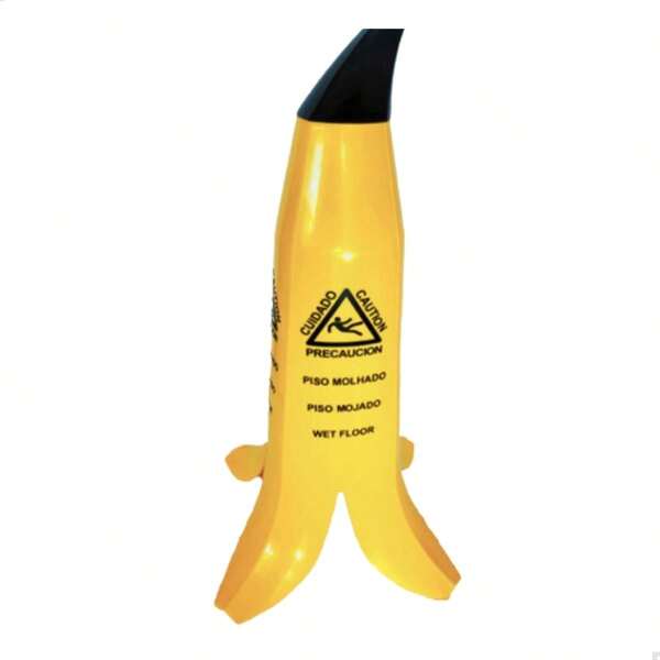 Placa Sinalização Cone Banana Aviso Piso Molhado Queda Cuidado Ambiente