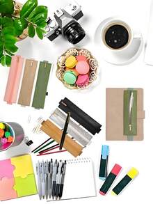 Adjustable Elastic Band Pencil Case, Paper Leather Pencil Pouch, Waterproof Notebook Pencil Box, Suitable For Notebooks, Planners, Binders And Books,Stationery,Back To School,Bag - Multicolor - View 2