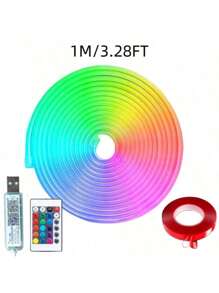 49.2 英尺 RGB LED 霓虹灯绳，RGB 灯，LED 灯带带遥控器户外 RGB 霓虹灯防水，音乐同步 LED 灯带，智能变色 DIY 模式霓虹灯柔性 LED 灯适用于卧室、室内、室外、游戏室装饰 - 彩色 - 查看 16