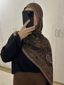 1 chiếc khăn choàng nữ, khăn trùm đầu kiểu Bohemian có tua rua, băng đô họa tiết Paisley cổ điển thời trang, khăn choàng chống nắng thanh lịch, thích hợp cho sử dụng hàng ngày và làm quà tặng ngày lễ. - màu nâu - Xem 3