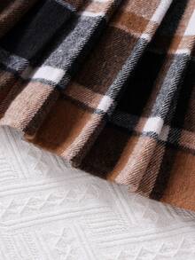 2pcs Girls Sweatshirt With Ruffle Trim & Dog Print + Plaid Skirt Set, Suitable For Spring & Autumn