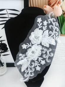 全新蕾丝网绣花水钻串珠亮片贴花，DIY 服装配饰，新娘礼服装饰，尺寸：30 厘米长 x 13 厘米宽，多种颜色可选 - 多色 - 查看 11