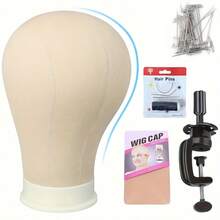 Wig-Making Mannequin Head, Made Of Material, Designed With Styling And Display Headband Installation Holes, Suitable For Making And Showcasing Lace Wigs, Includes A Fixed Stand, Needles, And Wig Caps - Bộ 22 inch - Xem 1