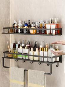 1件浴室置物架壁挂免打孔毛巾架收纳架适用于浴室/阳台/厨房，多功能家用收纳架 - 彩色 - 查看 2