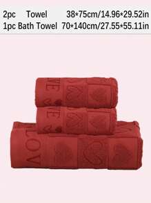 QIBHI 3/2/1件装提花爱心浴巾/浴巾,轻便小巧,适合旅行、情侣礼物、家居装饰、婚礼、派对等场合,多种尺寸可选,也可用于美容院、酒店、运动场所、居家护理等。 - 紅色 - 查看 17