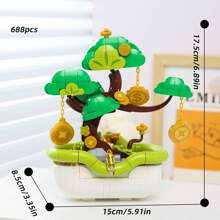 Lucky Bamboo Building Block Set, Multi-Style Flower Pot Blocks, Lucky Bamboo, Magnolia, Persimmon Flower, Oriental Red, Adult Assembling Blocks, Creative Construction Toy Models, Living Room/Desk Decor, Christmas/Halloween/Valentine's Day/Mother's Day Gift, Building Blocks For Adults, Puzzles For Adults