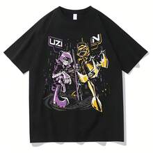 Drones N And Uzi T-Shirts Fashion Wo Cotton Hot Anime S Hip Hop Short Sve Clothes Punk Y2K Streetwea - 黑色6 - 查看 1