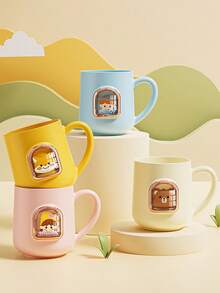 1 peça de copo de banheiro para casal, copo de enxágue de escova de dentes antiqueda com desenho animado fofo, copo de escova de dentes doméstico unissex simples