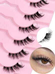 9 对半睫毛，透明带，自然猫眼睫毛尾，细长睫毛，蓬松纤细柔软仿貂毛睫毛，自然妆容，适合日常妆容，美妆博主化妆条，睫毛，睫毛，假睫毛 - 眼尾拉長款 - 查看 7