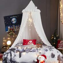 Mosquito Net Bed VETHIN Bed Canopy Girls,Princess Round Dome Dreamy Mosquito Net Bedding Girls Room Castle Tent Hanging Decor Reading Nook Canopies (White) - 綠色 - 查看 9