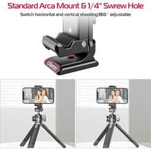 PICTRON Soporte de trípode de Metal para teléfono, 3 Zapatos fríos y Puerto Arca, Adaptador de trípode de 360 °   para,, Soporte para teléfono Celular, trípode de computadora - ST-27 - Ver 8
