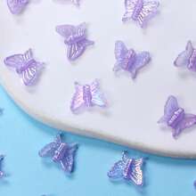 100Pcs 13*16mm Acrylic Iridescent Butterfly Loose Beads Earrings Pendant Jewelry Making Material Handmade DIY Accessories - Loại bướm - Xem 15