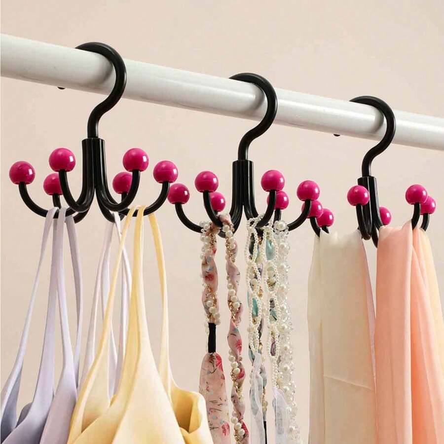 1pc Heavy Duty 360° Rotating 6-Hook Wall Mount Storage Rack For Coats, Bags, And Lingerie – Space-Saving Multifunction Closet Organizer With Build And Modern Finish, Wall-Sized Rack For Entryways, Bedrooms, And Hallways, Perfect For Maximizing Vertical Storage And Tidy Living Spaces, Easy Installation And Stable Mounting, Lightweight Yet Sturdy, Ideal For Apartment, Dorm, And Home Makeover - Multicolor - View 1