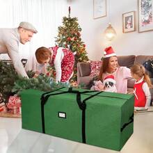 AerWo Bolsa de almacenamiento para árbol de Navidad artificial, tamaño grande, se adapta a árboles de Navidad desarmados de hasta 8 pies, resistente bolsa de árbol de Navidad con asas reforzadas duraderas (50" x 20" x 15") - Verde - Ver 6