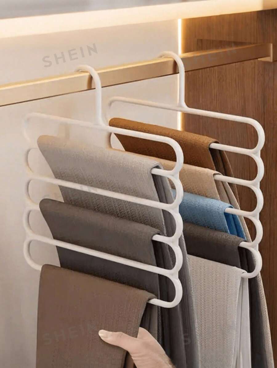 5/3/1 pezzo Portapantaloni a 5 ripiani salvaspazio, organizer multifunzionale per armadio, appendiabiti in plastica per pantaloni, organizer per armadio per pantaloni, jeans, gonne, sciarpe, camera da letto e asciugatura sul balcone, accessorio per la decorazione della casa, adatto per pantaloni, gonne, sciarpe, conservazione domestica, decorazione della casa, regalo per la Festa del Papà