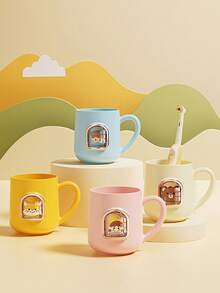 1 peça de copo de banheiro para casal, copo de enxágue de escova de dentes antiqueda com desenho animado fofo, copo de escova de dentes doméstico unissex simples