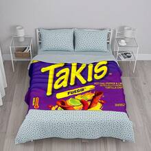 1PC Creative TaKis Snack Packaging Pattern Flange Velvet Blanket, Machine Washable, Soft And Comfortable, Lightweight Wool Blanket, Comfortable Air Conditioning Blanket, Home Decoration, Suitable For Four Seasons, Friend Gift, Suitable For Sofa, Bed, Car, Office, Camping, Travel, Outdoor, Suitable For Giving To Family And Friends. - Multicolor - View 9