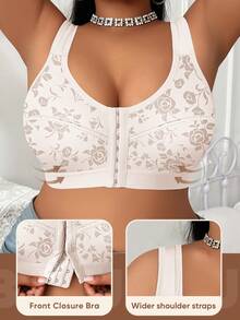 MEIYATING 1pc Women's Plus Size Front Closure Soft & Breathable Full Coverage Underwire Bra
