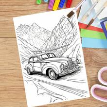 Cartoon Character Car Coloring Book: Exciting Car Adventures, Includes 22 Coloring Pages, Suitable For Ages 14+, Thick Paper, High-Quality Paper, Great Gift For Friends, Couples And Family, Such As Halloween, Christmas, Valentine's Day And Birthday - White - View 3