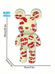 1 套 39 厘米/15.3 英寸动物造型 DIY 积木，粉色暴力熊亲吻熊小颗粒积木，创意桌面装饰，减压玩具，生日礼物，毕业礼物，万圣节礼物，圣诞节礼物