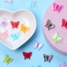 100Pcs 13*16mm Acrylic Iridescent Butterfly Loose Beads Earrings Pendant Jewelry Making Material Handmade DIY Accessories - Loại bướm - Xem 4
