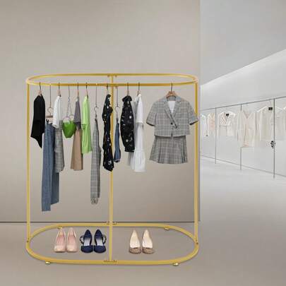  TFCFL Oval Garment Rack, Floor Standing Clothing Rack, Commercial Oval Iron Clothes Stand For Clothing Stores In Shopping Malls, Children's Clothing Stores, Lingerie Stores, Retail Stores, Photo Studios