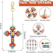 16pcs Religious Theme DIY Double-Sided Diamond Painting Hanging Decor, Unique Floral Cross Keychain, Handmade Diamond Painting Kit, Backpack Pendant, Clothing & Hat Decor, Handcraft Gift, Beginner Craft Set, Includes Keychain, Improves Hands-On Ability, Holiday Gift, Holiday Decor, DIY Acrylic Small Hanging Ornament