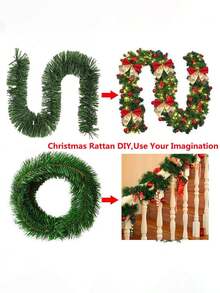 1 buc ghirlandă artificială de pin, decor, poate fi tăiată și făcută manual, plantă verde artificială pentru petrecere de Crăciun, brad de Crăciun, nuntă, petrecere de ziua de naștere, scări, șemineu, verandă, grădină, sufragerie, decorare interioară