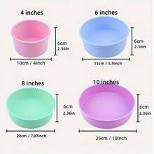 1pc Color Random Silicone Round Cake Mold, 4"/6"/8"/10" | Multipurpose DIY Baking & Pudding Tool, Oven , Ideal For New Year's Celebrations, Kitchen Baking Essentials, Colorful Cake Molds, Silicone Mold