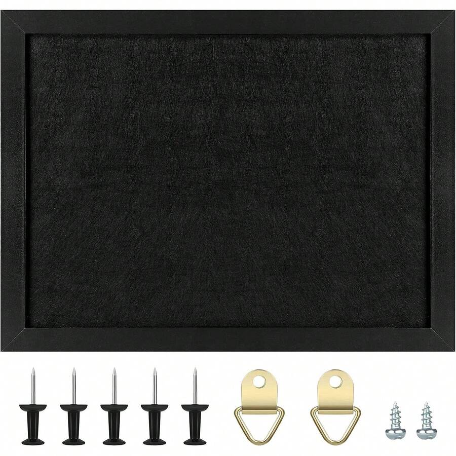 Cork Board Bulletin Board, 11 X 8 Cork Boards Walls With Pins, Eye Bolts, Gaskets, Screws, Pin Board Office, School And Home (BK,22 * 30cm,1P) - All Black - View 1