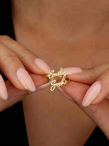 Personalized Name Ring/Monogram Initial Ring Engraved, Gold Plated/Sterling Silver/Stainless Steel, Size Adjustable Custom Commemorative Jewelry Birthday Mother's Day Gift For Ladies Girls - Multicolor - View 5