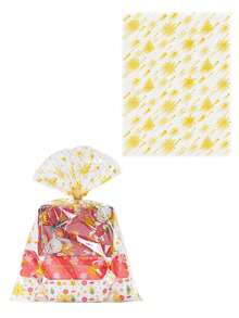 10/30个装圣诞透明玻璃礼品袋，印有金色雪花、星星和圣诞树图案，圣诞快乐礼品包装袋，礼品袋，收纳袋，适用于圣诞礼品包装、礼篮包装、圣诞派对用品、冬季装饰、圣诞家居装饰、圣诞装饰品、节日派对礼物、新年派对用品、圣诞家居饰品 - 彩色 - 查看 3