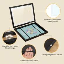 Moldura de exposição de arte magnética de madeira com abertura frontal, tamanho A4, 1 peça, design minimalista, retangular multicolorido, arte mutável, adequada para decoração de casa, exposição de arte infantil, decoração de sala de estar e quarto, pintura e exposição de fotos