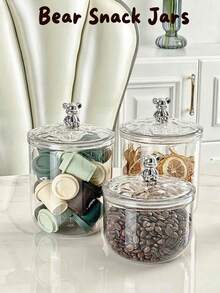 Reusable Plastic Food Storage Containers With Airtight Lids, Suitable For Kitchen And Pantry, Cute Snack, Coffee, Rice, Tea Storage Boxes, Multiple Sizes Available - Clear - View 8