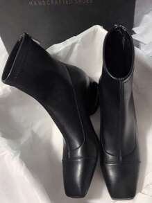 Fall/Winter 2025 Square Toe Hollow Out Chunky Heel Elegant Leather Versatile Side Zipper Over-The-Knee High Boots For Women