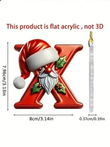 1pc Christmas 26 Alphabet Hanging Decorations - 2D Acrylic Alphabet Tree Hanging Christmas Decorations For Home & Office,Perfect For Holiday Parties & Gifts,Christmas Decrations(Please Remove The Film And Use It,Rope Color Random.)