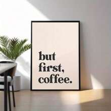 1pc "But First, Coffee" Quote Canvas Art Print - Unframed Modern Wall Decor For Kitchen, Coffee Corner, Living Room & More Classic Ink Landscape Theme, Indoor/Outdoor Use, Coffee Bar Accessories