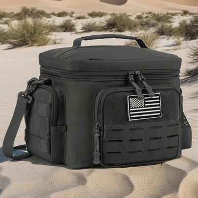 Tactical Lunch Bag For Men, Heavy Duty Lunch Insulator, Leak Proof, Durable For Office, Camping, Picnic, Water Bottle With MOLLE Webbing.