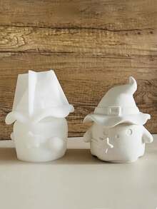 用于铸造的硅树脂模具、带有女巫帽设计的 3D 幽灵储物盒、用于万圣节装饰的 DIY 水晶环氧树脂烛台罐模具、不对称形状工艺品 - mold - 查看 8