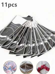 11pcs/Set 31.5inch Metal Knitting Needles Set Stainless Steel CircularWeaving Tools For Professional Use For General Purpose Durability