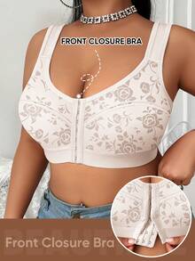 MEIYATING 1pc Women's Plus Size Front Closure Soft & Breathable Full Coverage Underwire Bra