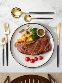 30 件不锈钢餐具套装（带礼盒）、优雅的 30 件银色/金色餐具套装、金色饰面餐具套装、可重复使用的甜点勺、迷你勺、燕麦勺、咖啡勺、酸奶勺、汤勺、沙拉叉、餐叉、餐刀、牛排刀、甜点叉、高品质厨房用具，适用于家庭、厨房、餐厅、咖啡厅、派对、圣诞礼物、送礼 - 镜面抛光 - 葡萄牙套裝 - 查看 4