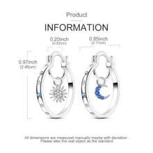 Asymmetric Hoop Earrings - Silver Plated With Shiny Cubic Zirconia, Sun And Moon Design Earrings - Silver - View 3